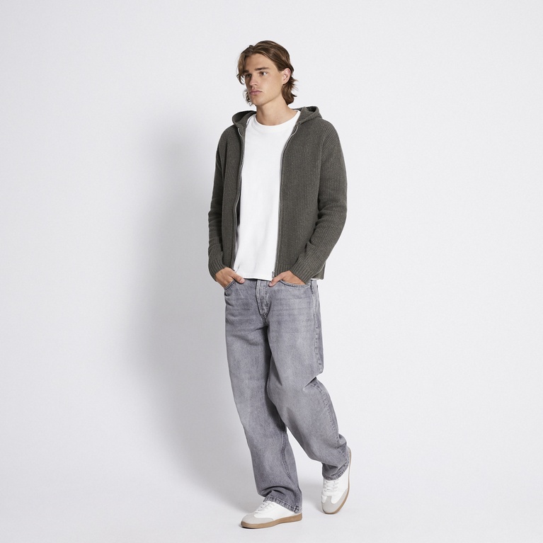 Knit zip hoodie "Sebastian" Dark Green